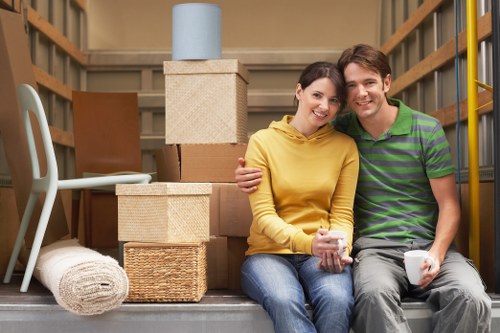 Packing boxes and household items prepared for a Docklands apartment move